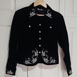 Christine Alexander Black Velvet Rhinestone Jacket – Size S – Western Bling